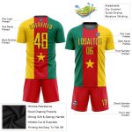Custom Cameroonian Flag Soccer Uniform Jersey with Personalized Name & Number - Kelly Green Gold Red-Black Design Personalized