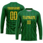 Custom Name and Number Soccer Uniform Jersey - Personalized Kelly Green Gold Sublimation Team Gear Personalized Kelly Green