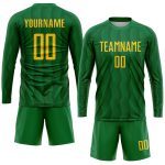 Custom Name and Number Soccer Uniform Jersey - Personalized Kelly Green Gold Sublimation Team Gear Personalized Kelly Green