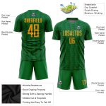 Custom Name and Number Soccer Uniform Jersey - Personalized Kelly Green Gold Sublimation Team Gear Personalized Kelly Green