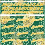 Custom Name and Number Pineapple Performance T-Shirt in Kelly Green Gold-White 3D Pattern Design for Summer Holidays Personalized