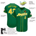 Personalized Authentic Baseball Jersey in Kelly Green with Gold and White Accents Personalized Kelly Green Gold-White Authentic