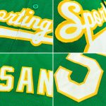 Custom Name & Number Kelly Green Gold-White Authentic Baseball Jersey for Team Personalized Kelly Green Gold-White Authentic