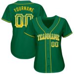 Custom Name and Number Authentic Baseball Jersey in Kelly Green, Gold, and White - Drift Fashion Team Apparel Personalized