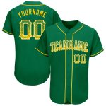Custom Name and Number Authentic Baseball Jersey in Kelly Green, Gold, and White - Drift Fashion Team Apparel Personalized