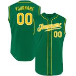 Custom Name and Number Personalized Green Baseball Jersey - Authentic Gold-White Sleeveless Team Jersey Personalized Kelly