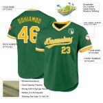 Custom Name Number Authentic Throwback Baseball Jersey - Kelly Green Gold White Team Design Personalized Kelly Green Gold-White