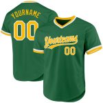 Custom Name Number Authentic Throwback Baseball Jersey - Kelly Green Gold White Team Design Personalized Kelly Green Gold-White