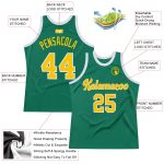 Custom Personalized Kelly Green Gold White Basketball Jersey with Name and Number - Authentic Throwback Team Apparel Personalized