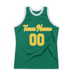 Custom Personalized Kelly Green Gold White Basketball Jersey with Name and Number - Authentic Throwback Team Apparel Personalized