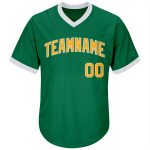 Custom Name and Number Authentic Baseball Jersey Shirt - Kelly Green Gold-White Throwback Rib-Knit Design Personalized Kelly