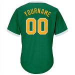 Custom Name and Number Authentic Baseball Jersey Shirt - Kelly Green Gold-White Throwback Rib-Knit Design Personalized Kelly