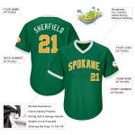 Custom Name and Number Authentic Baseball Jersey Shirt - Kelly Green Gold-White Throwback Rib-Knit Design Personalized Kelly