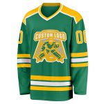 Personalized Hockey Jersey in Kelly Green with Gold and White Trim Personalized Kelly Green Gold-White Hockey Jersey