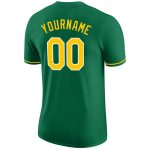 Custom Name and Number Performance T-Shirt in Kelly Green and Gold-White for Team - Personalized Sports Apparel Personalized