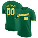 Custom Name and Number Performance T-Shirt in Kelly Green and Gold-White for Team - Personalized Sports Apparel Personalized
