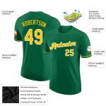 Custom Name and Number Performance T-Shirt in Kelly Green and Gold-White for Team - Personalized Sports Apparel Personalized