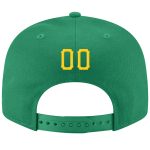 Custom Name and Number Kelly Green Adjustable Snapback Hat with Gold-White Stitching - Personalized Team Gear Personalized
