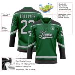 Custom Hockey Jersey with Name and Number in Kelly Green and Gray-Black Lace Neck Design Personalized Kelly Green Gray-Black