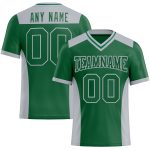 Custom Name and Number Football Jersey in Kelly Green and Gray Mesh, Personalized Authentic Team Apparel Personalized Kelly