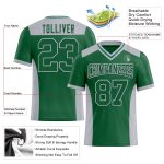 Custom Name and Number Football Jersey in Kelly Green and Gray Mesh, Personalized Authentic Team Apparel Personalized Kelly