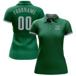 Custom Name and Number Performance Golf Polo Shirt in Kelly Green and Gray Personalized Kelly Green Gray Performance Golf