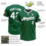Custom Name Number Kelly Green Gray Pinstripe Unisex Softball Jersey - Personalized Two-Button Team Apparel Personalized
