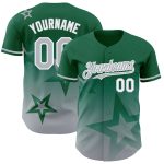Custom Name Number Personalized Twinkle Star Baseball Jersey - 3D Gradient Kelly Green Gray-White Design Personalized Kelly