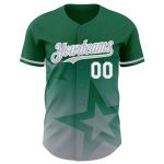 Custom Name Number Personalized Twinkle Star Baseball Jersey - 3D Gradient Kelly Green Gray-White Design Personalized Kelly