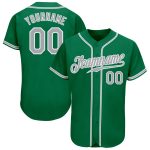 Custom Personalized Baseball Jersey with Name and Number in Kelly Green and Gray-White Personalized Kelly Green Gray-White