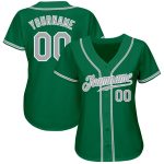 Custom Personalized Baseball Jersey with Name and Number in Kelly Green and Gray-White Personalized Kelly Green Gray-White