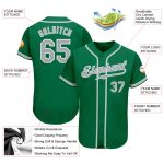 Custom Personalized Baseball Jersey with Name and Number in Kelly Green and Gray-White Personalized Kelly Green Gray-White