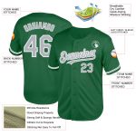 Custom Personalized Baseball Jersey - Kelly Green Gray and White Mesh, Authentic Throwback with Name and Number Personalized
