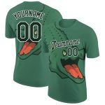 Custom Team Name Number Crocodile Performance T-Shirt in Kelly Green with 3D Pattern Design Personalized Kelly Green Green-White