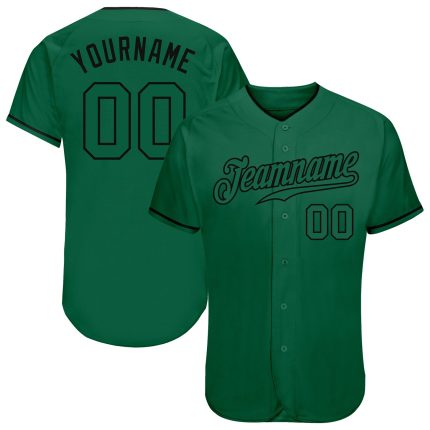 Custom Name and Number Authentic Baseball Jersey in Kelly Green and Black - Personalized Team Jersey Personalized Kelly Green