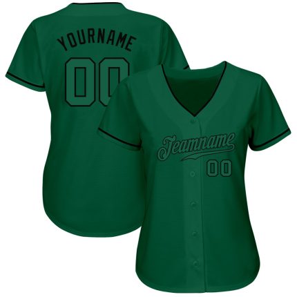 Custom Name and Number Authentic Baseball Jersey in Kelly Green and Black - Personalized Team Jersey Personalized Kelly Green