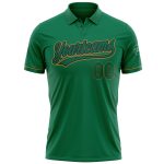 Custom Name and Number Performance Golf Polo Shirt - Kelly Green with Black and Old Gold - Personalized Team Apparel Personalized