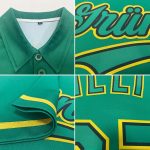 Custom Name and Number Performance Golf Polo Shirt - Kelly Green with Black and Old Gold - Personalized Team Apparel Personalized