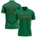 Custom Name and Number Performance Golf Polo Shirt - Kelly Green with Black and Old Gold - Personalized Team Apparel Personalized