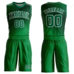 Custom Basketball Jersey with Personalized Name and Number, Kelly Green/Black Round Neck Sublimation Design Personalized