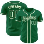 Custom Name and Number Authentic Baseball Jersey - Personalized Kelly Green-Cream Design Personalized Kelly Green Kelly Green-Cream