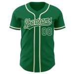Custom Name and Number Authentic Baseball Jersey - Personalized Kelly Green-Cream Design Personalized Kelly Green Kelly Green-Cream
