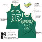 Custom Name and Number Authentic Throwback Basketball Jersey in Kelly Green and Cream - Personalized Team Apparel Personalized