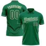 Personalized Kelly Green Golf Polo Shirt with Custom Name and Number | Cream Performance Vapor Design Personalized Kelly