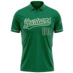 Personalized Kelly Green Golf Polo Shirt with Custom Name and Number | Cream Performance Vapor Design Personalized Kelly