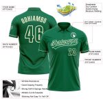 Personalized Kelly Green Golf Polo Shirt with Custom Name and Number | Cream Performance Vapor Design Personalized Kelly