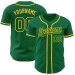 Personalized Authentic Baseball Jersey in Kelly Green and Gold for Fans Personalized Kelly Green Kelly Green-Gold Authentic