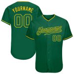 Personalized Kelly Green Gold Baseball Jersey Custom Name and Number Authentic Team Gear Personalized Kelly Green Kelly Green-Gold