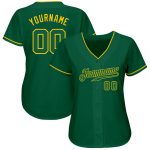 Personalized Kelly Green Gold Baseball Jersey Custom Name and Number Authentic Team Gear Personalized Kelly Green Kelly Green-Gold