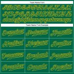 Personalized Custom Name and Number Kelly Green-Gold Baseball Jersey Authentic Sleeveless Design Personalized Kelly Green